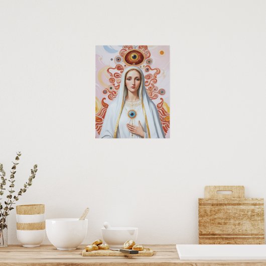 Heilige boze oogbescherming Maria Poster (Keuken)