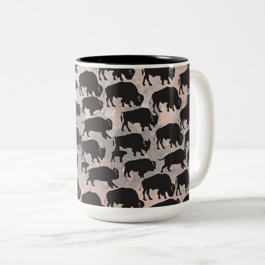 Heilige buffel van New Mexico Tweekleurige Koffiemok (Voorkant rechts)