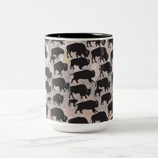 Heilige buffel van New Mexico Tweekleurige Koffiemok (Center)