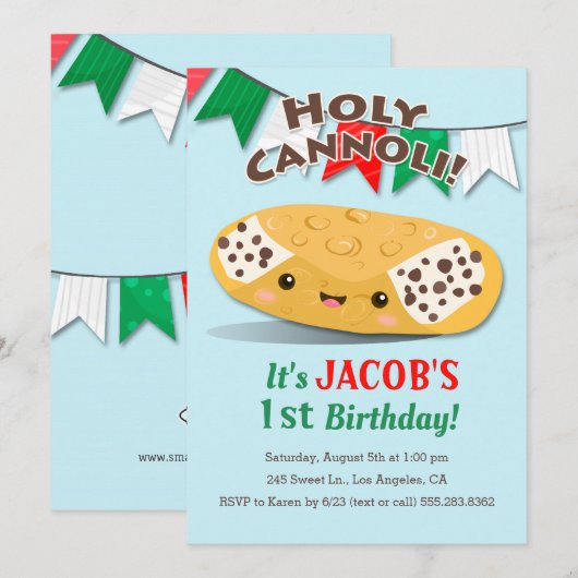 Heilige Cannoli! Cute Boy's Birthday Party Kaart (Voorkant / Achterkant)