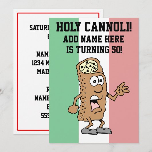 Heilige Cannoli Italiaan Turning 50 Vlag van Itali Kaart (Voorkant / Achterkant)