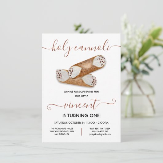 Heilige Cannoli Modern Birthday Party Kaart (Staand voorkant)
