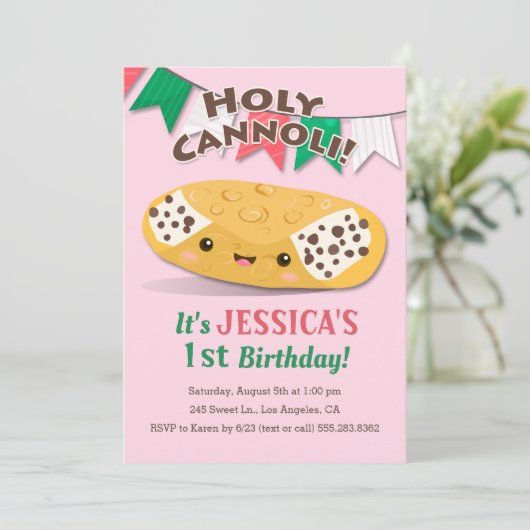 Heilige Cannoli! Schattige verjaardagsfeestje voor Kaart (Staand voorkant)