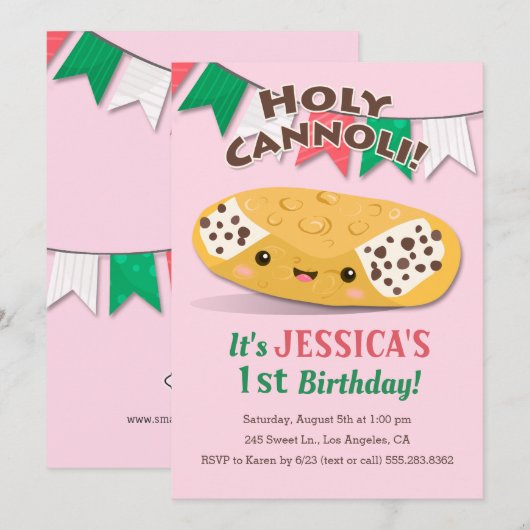 Heilige Cannoli! Schattige verjaardagsfeestje voor Kaart (Voorkant / Achterkant)