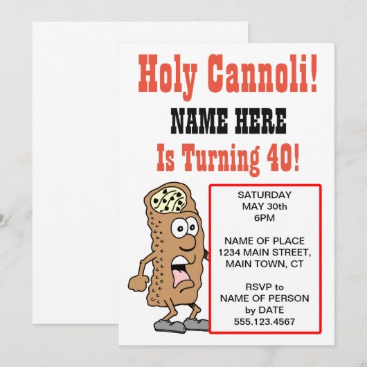 Heilige Cannoli Turning 40-partijuitnodiging Kaart (Voorkant / Achterkant)