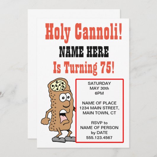 Heilige Cannoli Turning 75-partijuitnodiging Kaart (Voorkant / Achterkant)