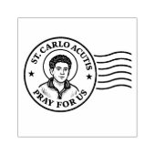 Heilige Carlo Acutis bidt voor ons katholiek Rubberstempel (Afrduk)