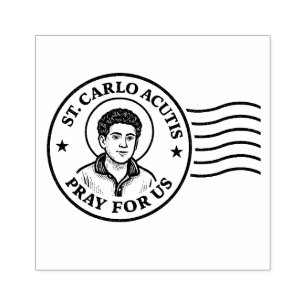 Heilige Carlo Acutis bidt voor ons katholiek Rubberstempel