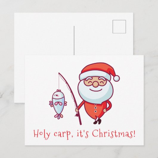 Heilige Carp het is Kerstmis. Briefkaart (Voorkant / Achterkant)