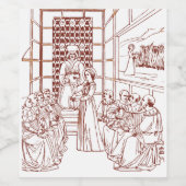 Heilige Catharina in conflict met geleerden - Maso Wijn Etiket (Enkel label)