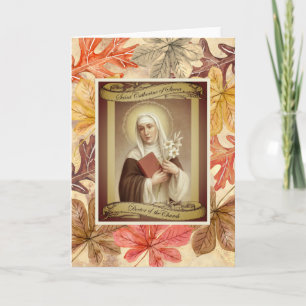Heilige Catharina van SienaThanksgiving herfstblad Feestdagen Kaart