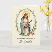 Heilige Cecilia Feestdag Zegeningen Bloemenkrans Kaart (Gele Bloem)