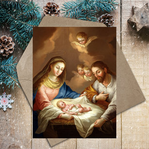 Heilige Christelijke kerststal Manger Bethlehem Feestdagenkaart