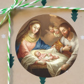 Heilige Christelijke kerststal Manger Bethlehem Ronde Sticker