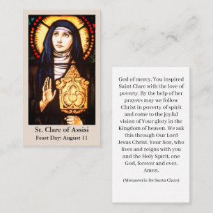 Heilige Clare van Assisi Gebed Kaart Contactkaartje