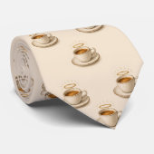 Heilige Coffee Espresso Cup Halo Patroon Crème Stropdas (Opgerold)