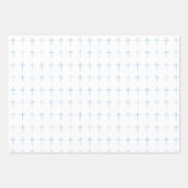 Heilige Communie Blauw Kruis Harten en Stippen Inpakpapier Vel (Voorkant)