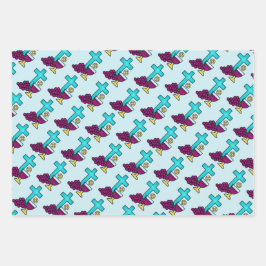 Heilige Communie Cross Chalice Broodpatroon Inpakpapier Vel