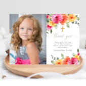 Heilige Communie Doop heldere bloemen dank u Kaart