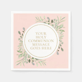 Heilige Communie Greenery Blush Pink Servet