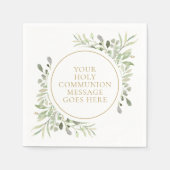 Heilige Communie Groene Waterverf Bladeren Servet (Voorkant)