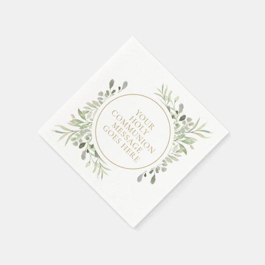 Heilige Communie Groene Waterverf Bladeren Servet (Hoek)