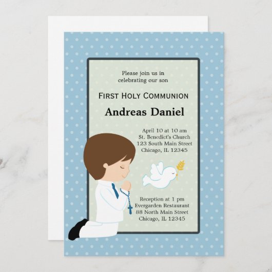 Heilige Communie jongen * Kies uw achtergrondkleur Kaart (Voorkant / Achterkant)