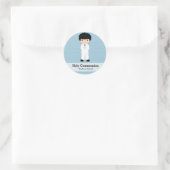 Heilige Communie jongen * Kies uw achtergrondkleur Ronde Sticker (Tas)