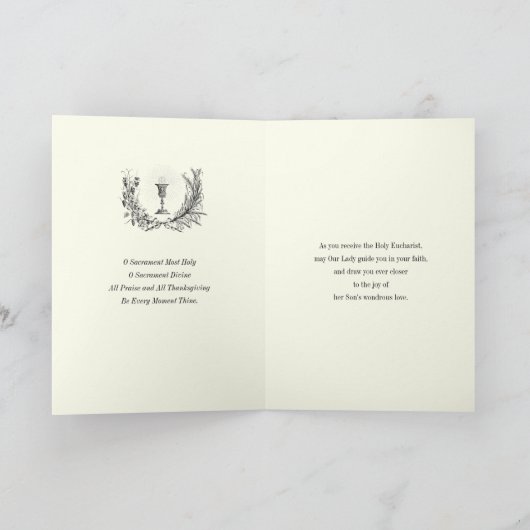 Heilige Communie Maagd Maria Bloemen Gebed Feestdagen Kaart (Binnen)