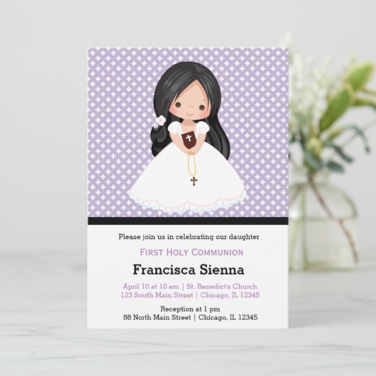 Heilige Communie meisje * kies achtergrondkleur Kaart (Staand voorkant)