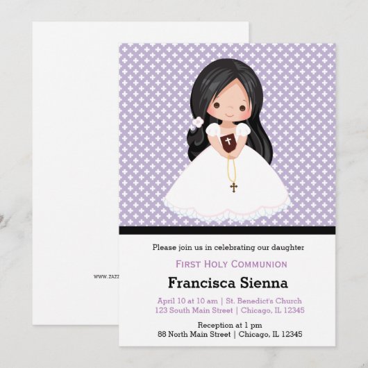 Heilige Communie meisje * kies achtergrondkleur Kaart (Voorkant / Achterkant)