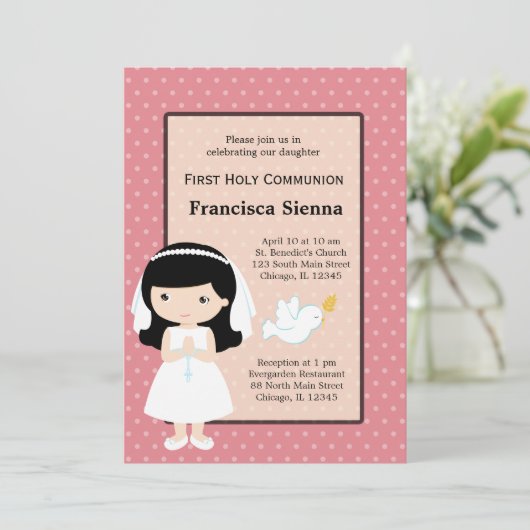 Heilige Communie Meisje * Kies uw achtergrond kleu Kaart (Staand voorkant)