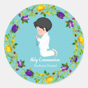 Heilige Communie met * kies achtergrondkleur Ronde Sticker