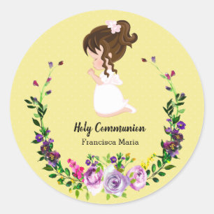 Heilige Communie met * kies achtergrondkleur Ronde Sticker