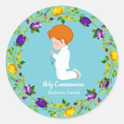 Heilige Communie met * kies achtergrondkleur Ronde Sticker (Voorkant)