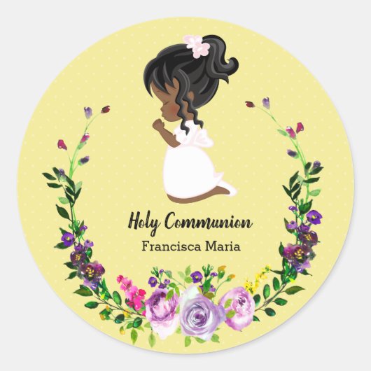 Heilige Communie met * kies achtergrondkleur Ronde Sticker (Voorkant)