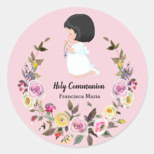 Heilige Communie met * kies achtergrondkleur Ronde Sticker
