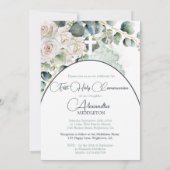 Heilige Communie Rozen Groene Kruis Kaart (Achterkant)