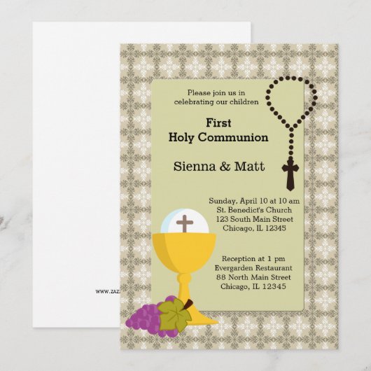 Heilige Communie tweeling Kaart (Voorkant / Achterkant)