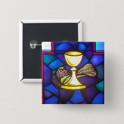 Heilige Communie Vierkante Button 5,1 Cm (Voorkant /achterkant)