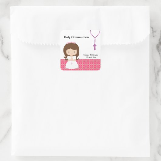 Heilige Communie Vierkante Sticker (Tas)