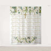 Heilige Communie Witte Bloem Step & Repeat Achterg Wandkleed (Voorkant)