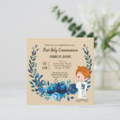 Heilige Communieblauwe baard Kaart (Staand voorkant)