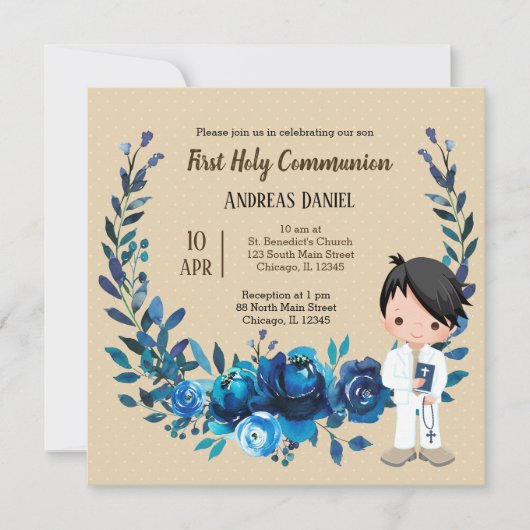 Heilige Communieblauwe baard Kaart (Voorkant)