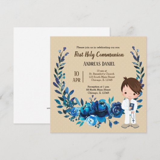 Heilige Communieblauwe baard Kaart (Voorkant / Achterkant)