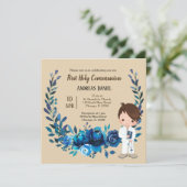 Heilige Communieblauwe baard Kaart (Staand voorkant)