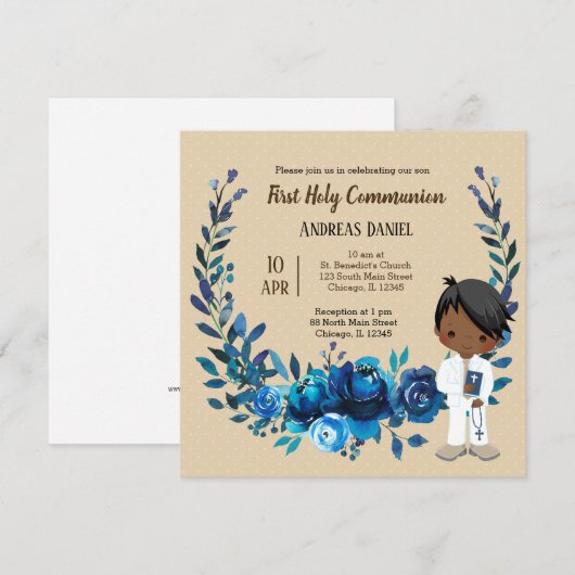 Heilige Communieblauwe baard Kaart (Voorkant / Achterkant)