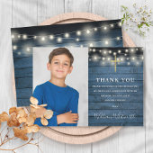 Heilige Communistische Blue Rustic String Lights F Bedankkaart