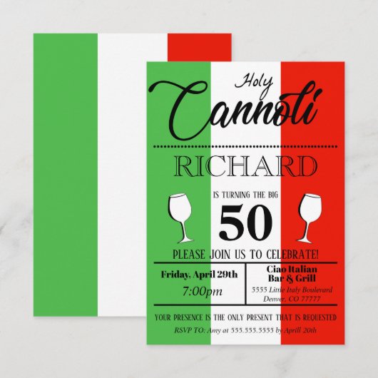 Heilige Connoli Birthday Invite Kaart (Voorkant / Achterkant)