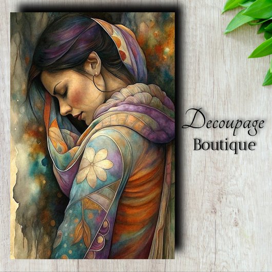 Heilige contemplatie decoupage tissuepapier